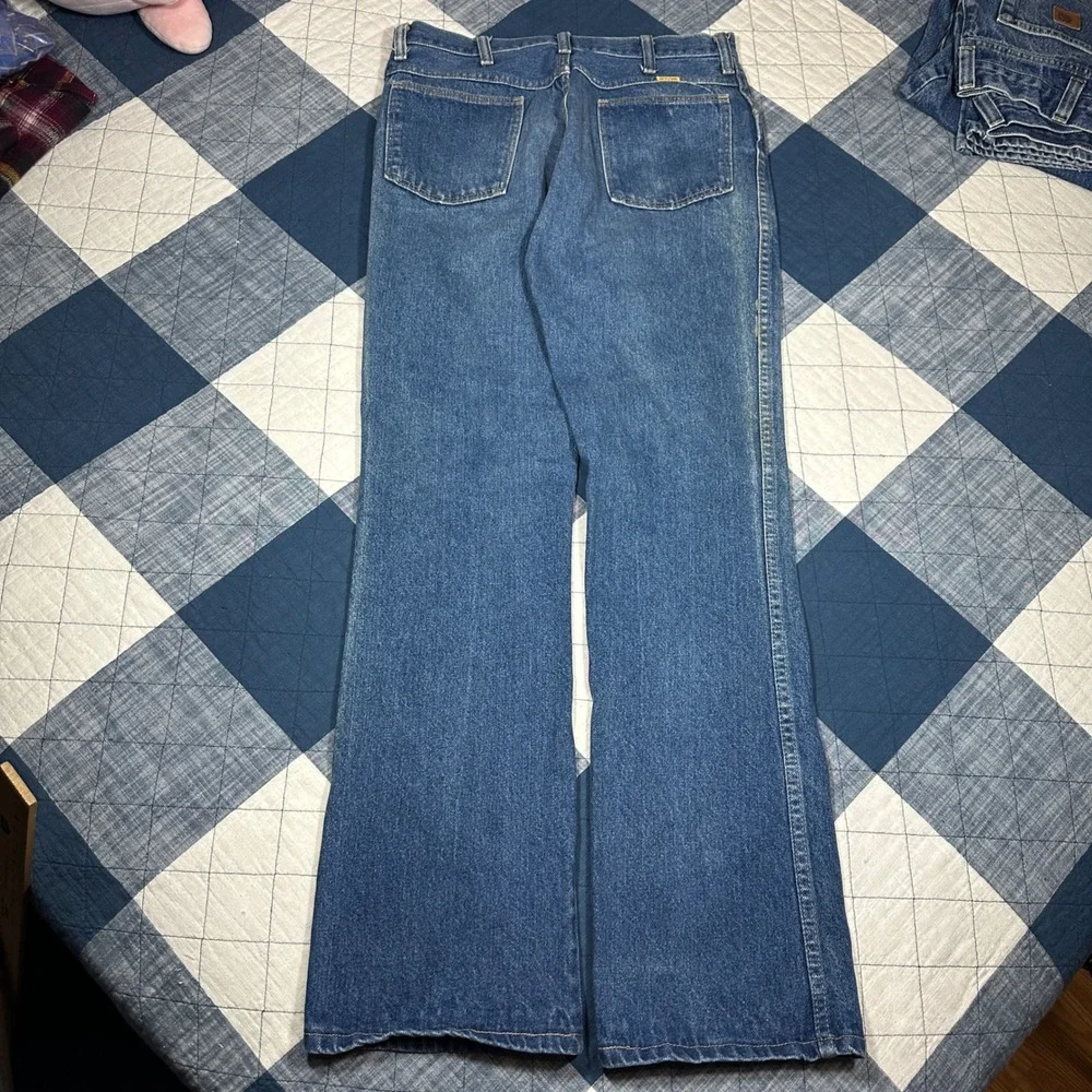 Vintage 70s Rustler Denim Jeans Mens *30x31 Blue Straight Leg Made in USA Talon
